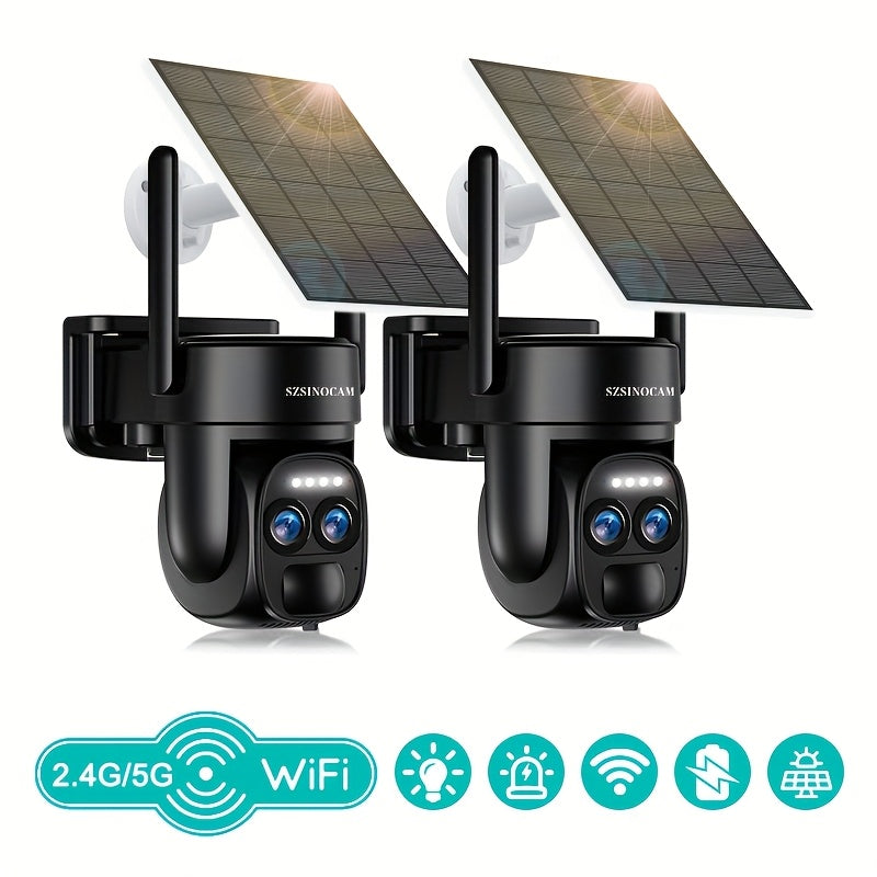 Outdoor PTZ Security Camera 360° Pan Tilt Zoom – Color Night Vision, Spotlight Alarm, Motion Detection, Two-Way Audio, App Control, Battery Powered WiFi Cam for Home Garden Driveway (QW6 Series)