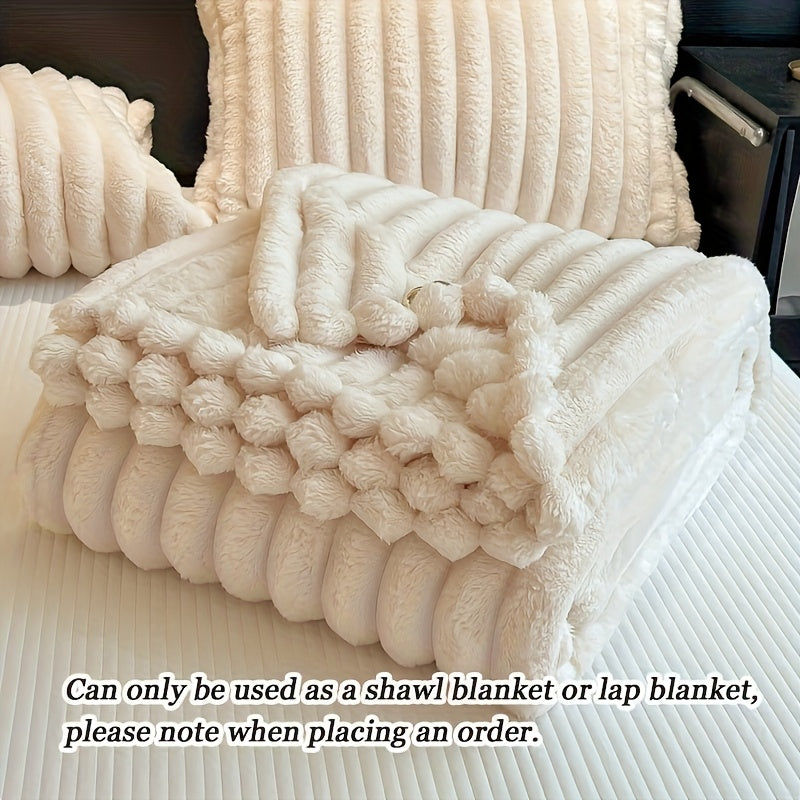 [Soft Thermal Blanket] 1pc Thickened Blanket Soft And Comfortable Faux Rabbit Hair Reversible Blanket Thermal Blanket Nap Blanket Air Conditioning Blanket Office Outdoor Camping Gift Blanket Perfect for All Seasons