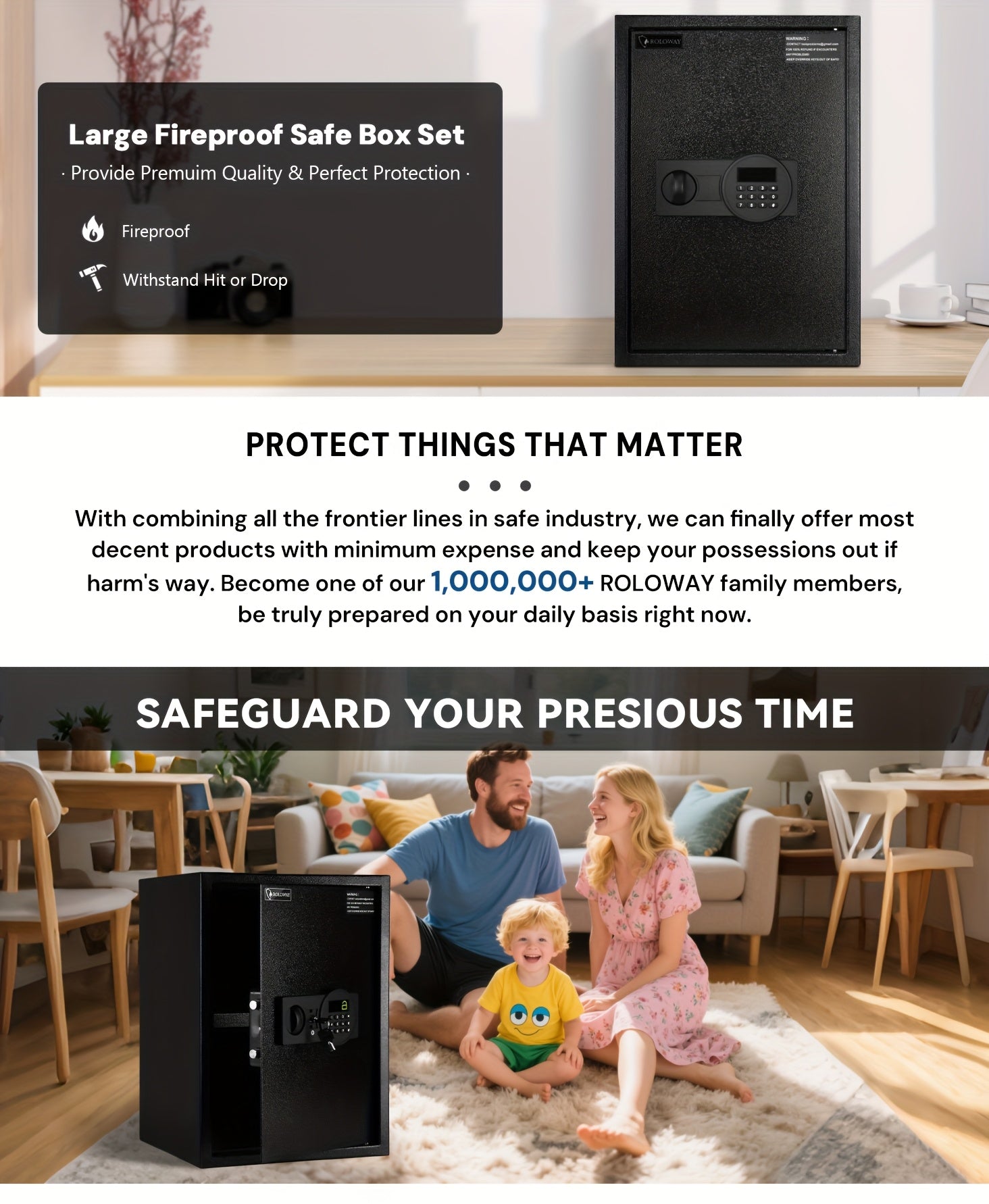 Fireproof Safe Box with Digital Keypad Lock & Fireproof Bag – Home & Office Security Storage for Cash Documents Jewellery & Valuables, Multiple Sizes, Black Silver & Pink, Canada
