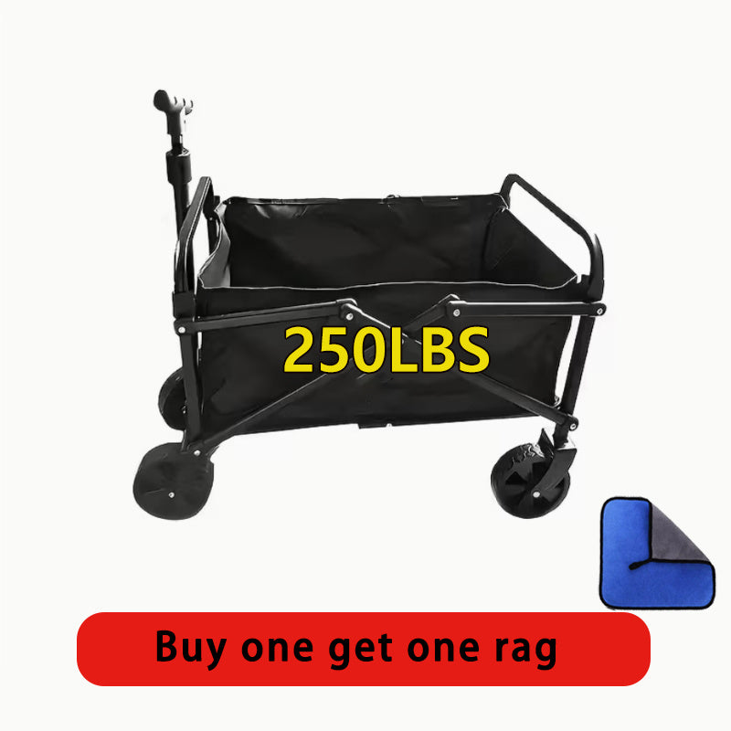 680LBS Heavy Duty All-Terrain Folding Utility Cart – 155L Large Capacity Collapsible Wagon with 360° Swivel Wheels & Adjustable Handle for Camping, Yard, Gardening, Sports & Shopping – Black