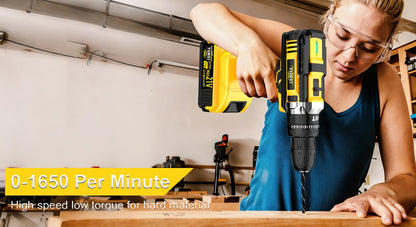 Cordless Impact Drill 21V Combo Kit with Battery & Fast Charger – Multifunctional Power Tool Set with Drill Bits & Toolbox for Home Renovation, Gardening & Outdoor Maintenance