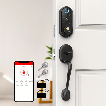SMONET Smart Lock Front Door Fingerprint Keyless Entry Digital Keypad Deadbolt with Electronic Handle, Auto Lock & Wireless App Control — Home Exterior Door Canada