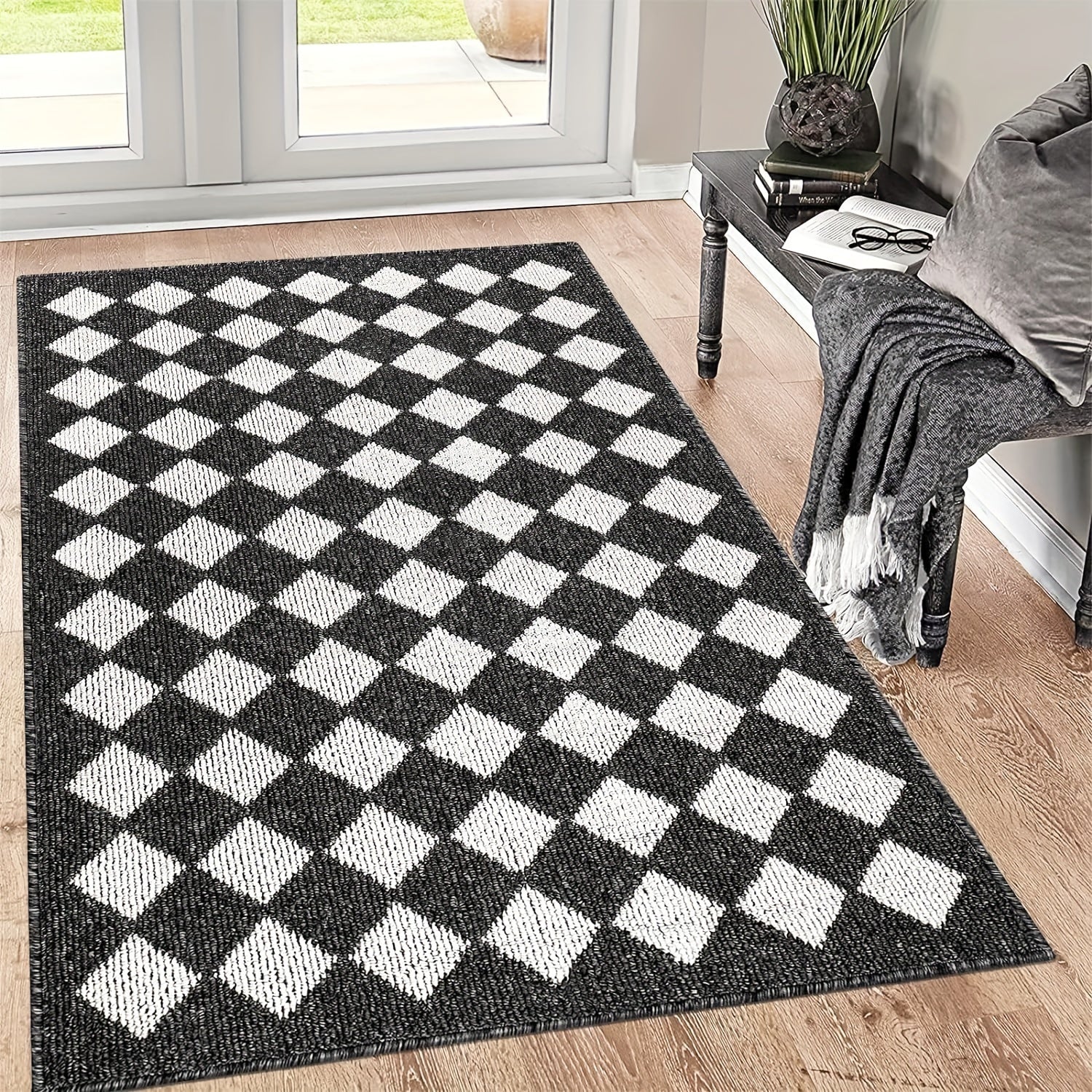 Absorbent Non-Slip Indoor Doormat – Washable Dirt-Resistant Welcome Mat, Low-Profile Design for Entryway, Kitchen & Laundry Room – Black Floor Mat for Home