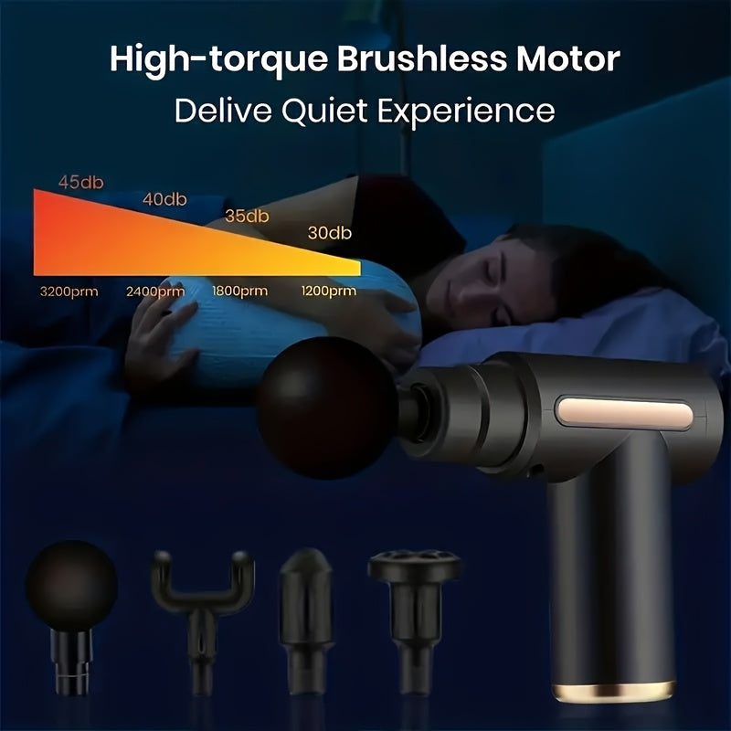 Oversized! Portable Massage Gun Four-Head Set - Elegant Design, USB Rechargeable, Ideal for Relieving in Body, Back, Neck And Waist - The Perfect Holiday Gift for Everyone, Stocking Stuffers for Christmas, Christmas Gifts, Personal Massager