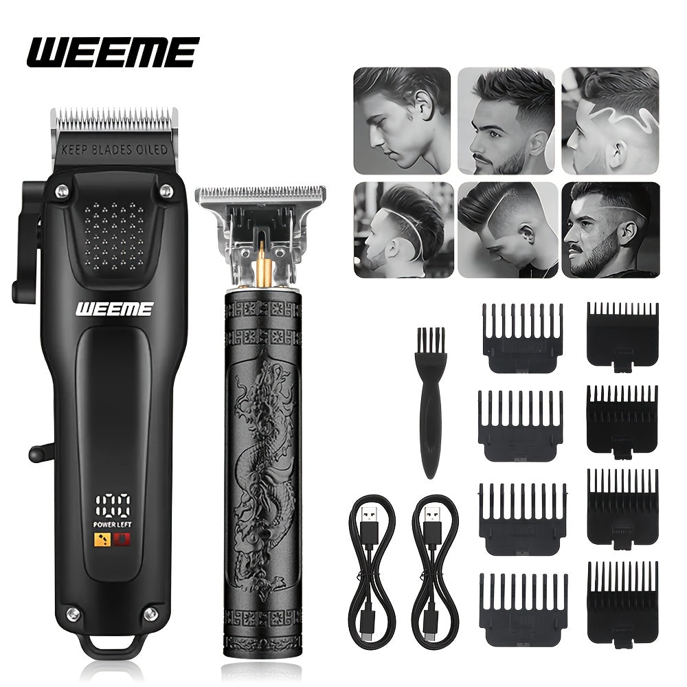 Professional Hair Clipper Set with T-Blade Zero Gap Trimmer – USB Rechargeable LCD Display, 2pcs/3pcs Men’s Electric Hair Cutting Kit, Portable Home Travel Grooming, Father’s Day Gift | ShopVora CA