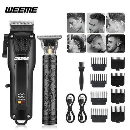 Professional Hair Clipper Set with T-Blade Zero Gap Trimmer – USB Rechargeable LCD Display, 2pcs/3pcs Men’s Electric Hair Cutting Kit, Portable Home Travel Grooming, Father’s Day Gift | ShopVora CA