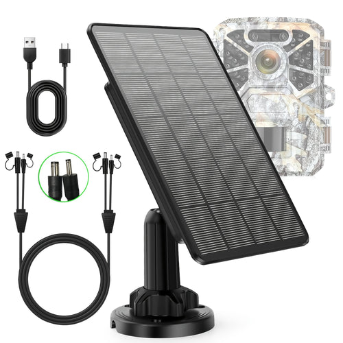 Solar Panel for Trail Cameras 5000mAh Built-In Battery – 12V/1A & 6V/2A Dual Output, Waterproof & Dustproof, Compatible with Hunting Game Cameras & Deer Feeders – ShopVora CA