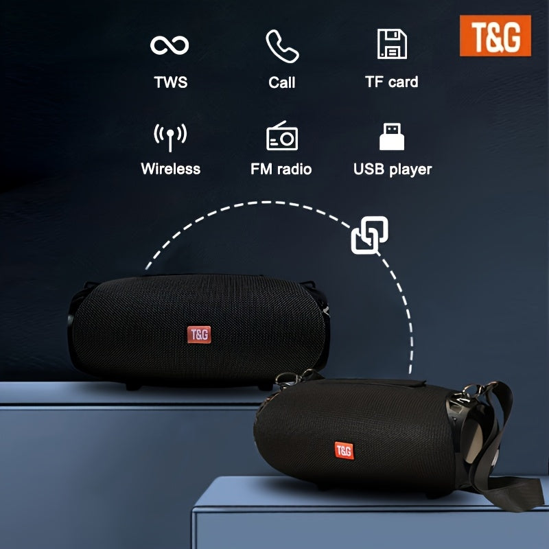 T&G534 Portable Wireless Speaker Is Equipped with Dual Built-in Speakers And Supports TWS Dual Stereo Connection. It Is Rated IPX4 for High Quality, Provides Up to 393.7 inch Of Wireless Connectivity, Supports FM/USB/TF Card Playback, And Has