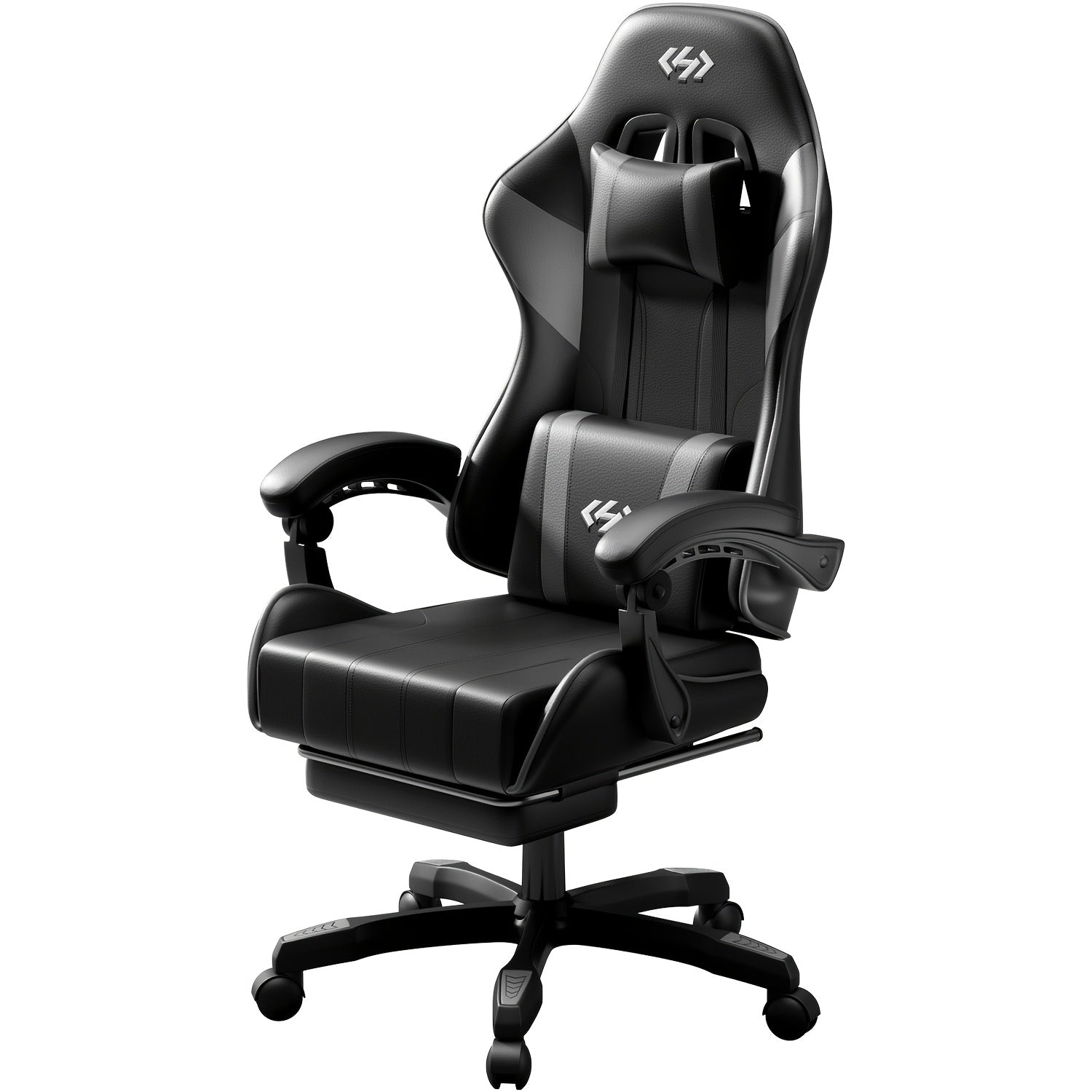 6-Point Support Gaming Chair with Pocket Springs and Adjustable Lumbar Headrest - 135 Degree Recline Faux Leather Office Gaming Seat Footrest Linkage Armrest 300 lb Canada