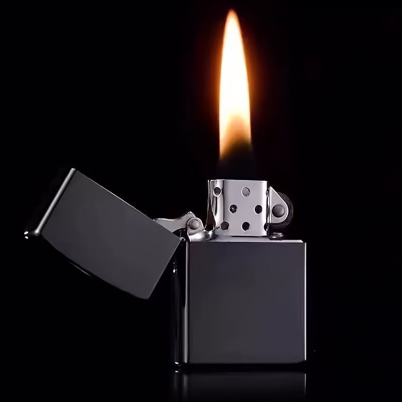 2pcs Metal Lighters - Pocket Lighters Classic Kerosene Lighters Windproof Steel Wheel Ignition, with Flint And Magnesium, Kerosene Fuel Igniter (Kerosene Not Included) - Men'S Holiday Gift