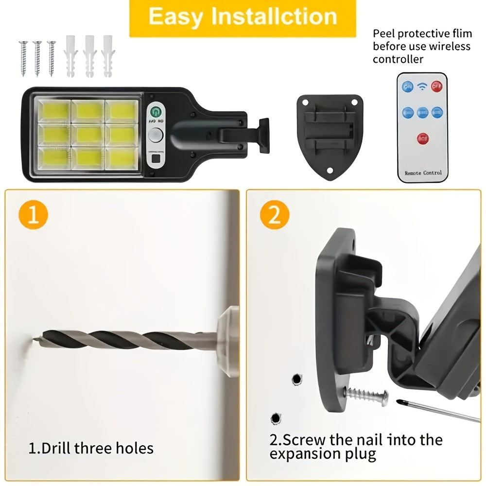 4/2pcs Solar COB High-brightness Searchlight, Smart Sensor Remote Control + Human Body Sensor Dual Control, IP44 Waterproof Level, Dedicated To Villa Gardens And Courtyards, Smart Life, Convenient Experience, Light Up Your Outdoor Space