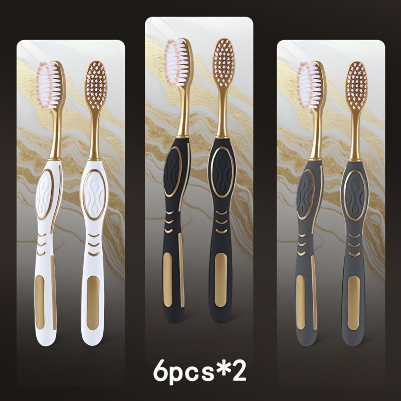 Soft Bristle Travel Toothbrush Set 6-Pack - Anti-Slip Olive-Shaped Handle, White Platinum Series for Adults & Couples - Portable Household Toothbrush Kit, Travel Essentials Bathroom Accessory