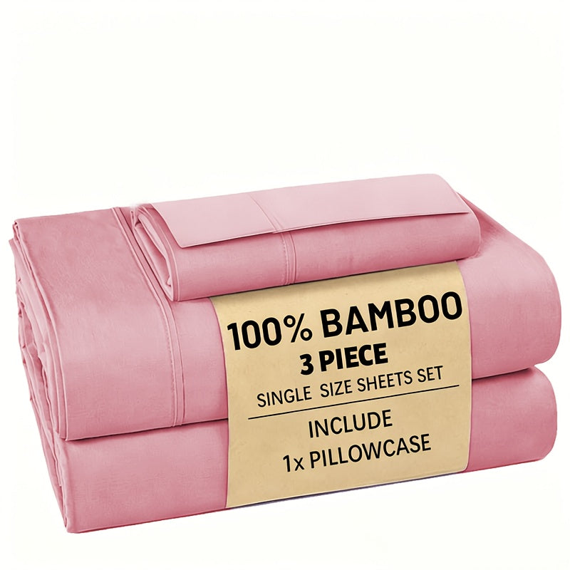 Bamboo Bed Sheet Set 3/4pcs – Soft Breathable Deep Pocket Sheets for Hot Sleepers, Durable Stitching, Twin Full Queen King, 11 Colours Including Assorted