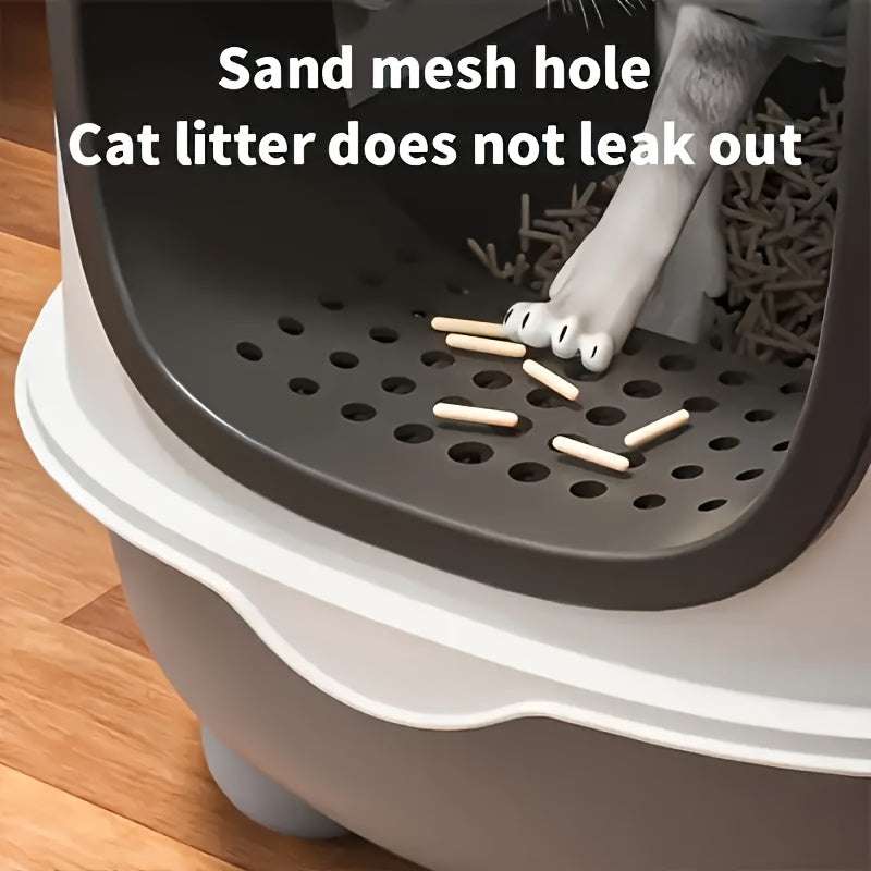 Compact Enclosed Litter Box with a Lid to Prevent Splashing. This Pet Toilet Is Odor-Proof, Leak-Proof, And Requires No Batteries