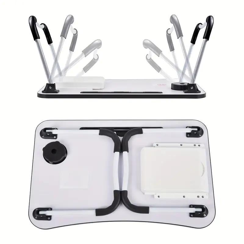 2pcs set of Table and Rag, Extra-Large Portable Laptop Desk with Cup Holder & Drawer - Multifunctional Tray Stand for Bed, Sofa, Floor Use - Sturdy, Durable, Foldable Design