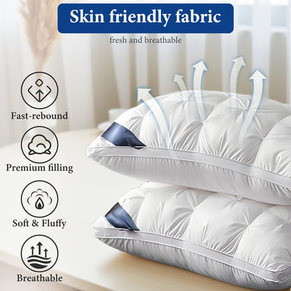 Luxury Hotel Bed Pillows 2pcs – Ultra Plush Heavyweight Sleep Pillows with Slow Rebound Memory Foam & Neck Support, All-Season Cooling Pillows for Side, Back & Stomach Sleepers, Non-Flattening Design, White Light Gray with Eye Mask Bundle