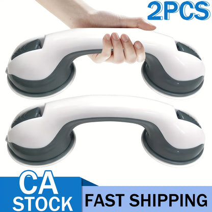 Bathroom Safety Grab Bar Set 2pcs – Non-Slip Suction Cup Handle, Durable Plastic, for Seniors & Individuals with Disabilities, Works on Glass, Tile & Marble | ShopVora CA