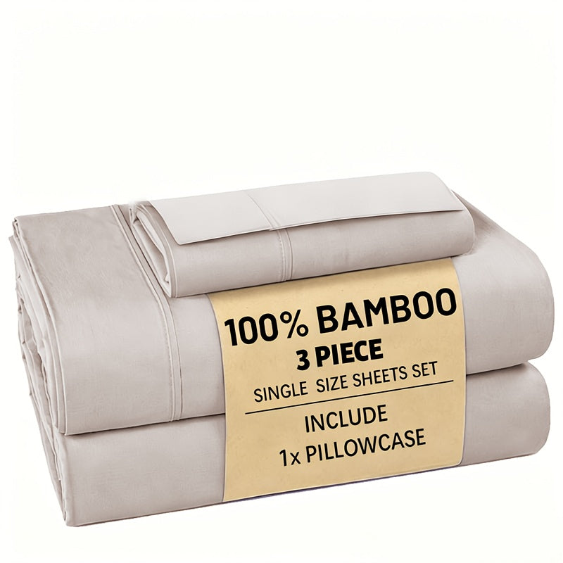 Bamboo Bed Sheet Set 3/4pcs – Soft Breathable Deep Pocket Sheets for Hot Sleepers, Durable Stitching, Twin Full Queen King, 11 Colours Including Assorted