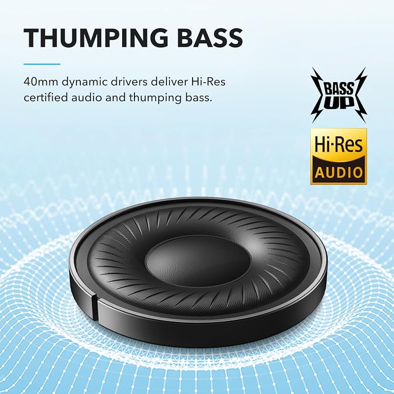 soundcore by Anker Q20i Hybrid Active Noise Cancelling Headphones, Wireless Over-Ear Bluetooth, 40H Long ANC Playtime, Hi-Res Audio, Big Bass, Customize via an App, Transparency Mode, Ideal for Travel (Renewed)