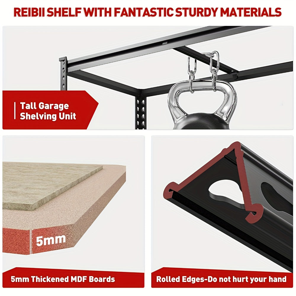 Heavy-Duty Storage Shelves with a Capacity of 2000 Pounds, Featuring Five Tiers And Dimensions of 72 Inches in Height, 35.55 Inches in Width, And 16 Inches in Depth. Ideal for Garages, Basements, Warehouses, And Pantries, Utility Shelves