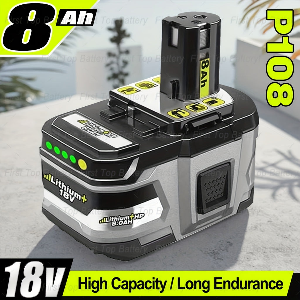1/2/4 PACK 8Ah 18V P108 Lithium Ion Battery Compatible With Ryobi 18V ONE+ Battery Replacement P108 P102 P103 P104 P105 P107 P109 P122 Cordless Tool Batteries Rapid Rechargeable Batteries With Indicator
