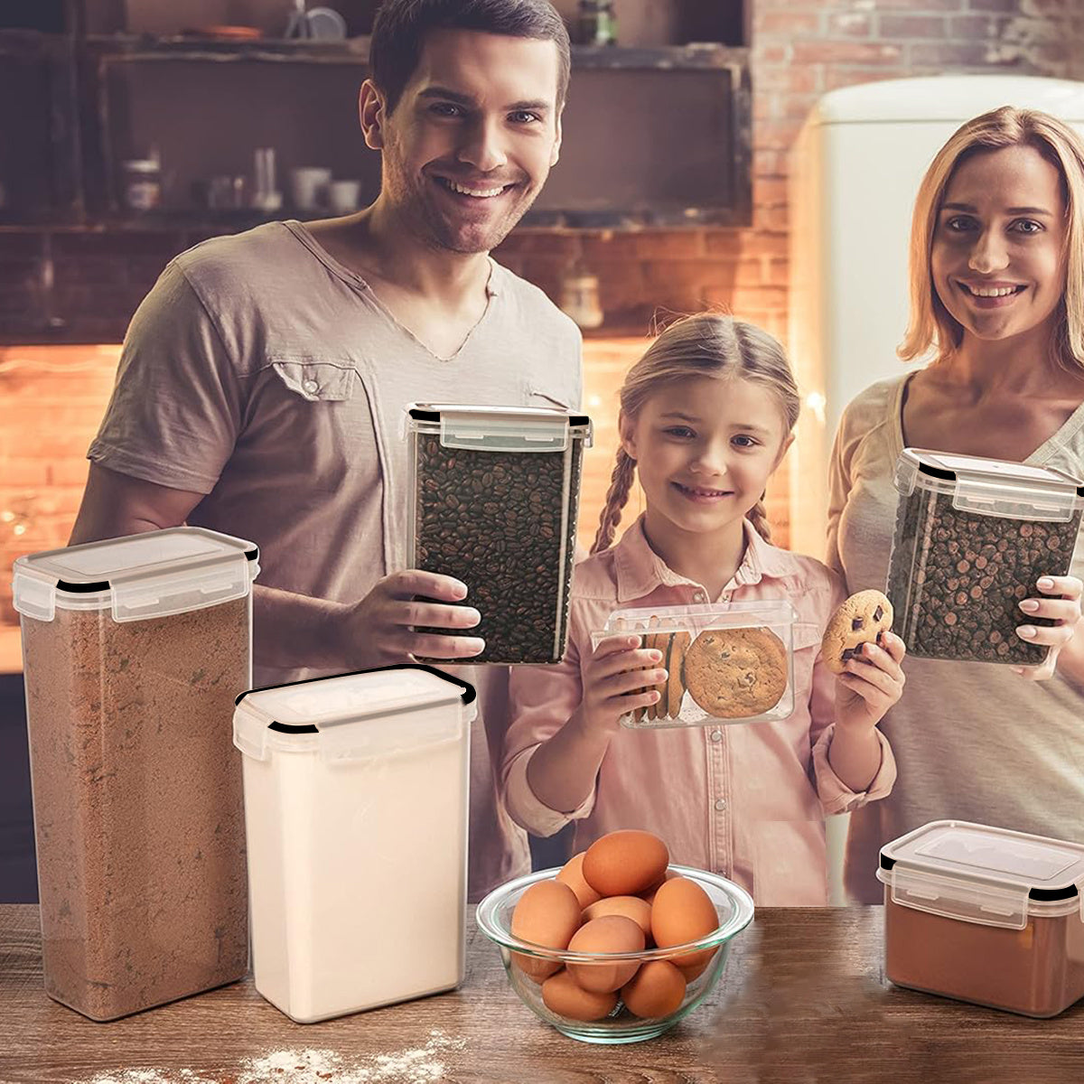 14/18/30pcs 7/9/15 Containers + 7/9/15 Lids Sealed Food Storage Containers with LIDS - Perfect for Kitchen And Pantry Organization, Durable Plastic, Ideal for Grains, Rice, Pasta, Tea, Nuts And Coffee Beans, Local Warehouse, Gift