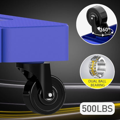 Foldable Hand Truck 500LB Capacity, Convertible Handcart with Extendable Adjustable Handle & 4 Wheels, Portable Folding Dolly Cart for Home Office Yard Moving Warehouse – Heavy Duty Material Handling