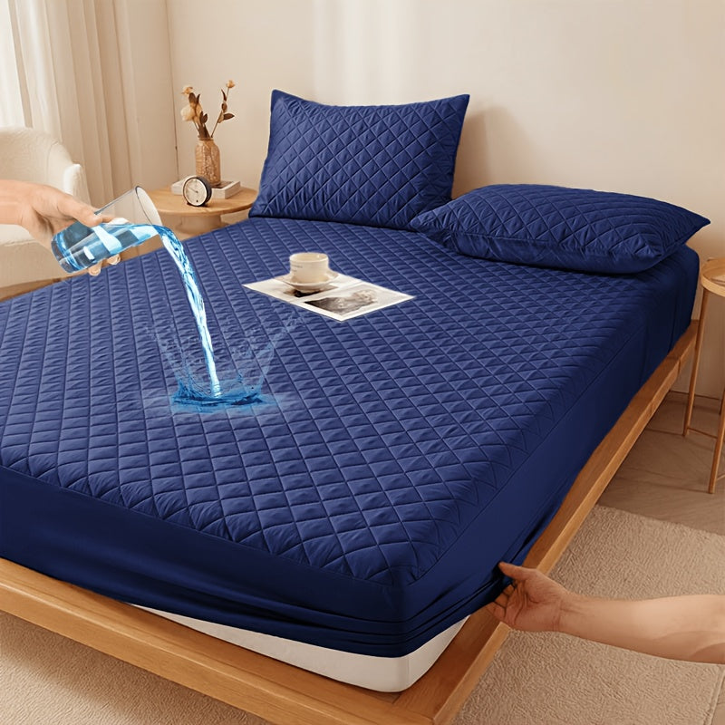 Waterproof Mattress Protector With Embossed Design, Non-Slip Thicken Mattress Cover-21-Inch Deep Pocket, Optional Pillow Covers, Can Be Used As A Standalone Fitted Sheet, Ideal For Twin/Full/XL/King Beds, Bedroom, And Hotel Mattress Protection