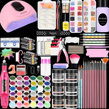 Acrylic Nail Kit with Drill & UV Light - Complete Professional Nail Starter Set for Beginners, Full Acrylic Nail Kit with Everything Included - Home Nail Art & Nail Extension Supplies