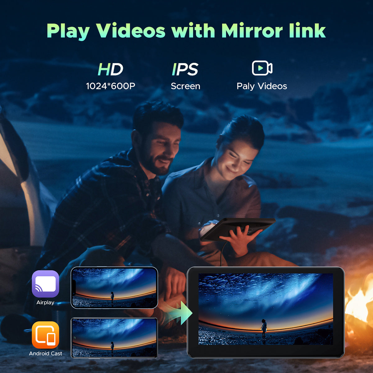 Portable Wireless CarPlay Screen for Car – 7"/9"/9.26" HD Display, Android Auto, GPS Navigation, Bluetooth, FM, AUX, AirPlay, Voice Control, Plug & Play for All Vehicles (Lamtto)