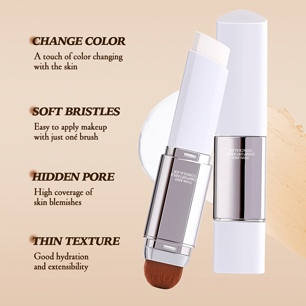 Double-Ended Concealer Foundation Stick – Thermal Colour-Adapting Formula, Flawless Coverage & Natural Finish – 2-in-1 Concealer & Foundation for All Skin Tones – Ivory, Natural & Beige