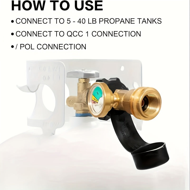 Propane Tank Liquid Level Indicator, North American Gas Tank Universal QCC1 Inflation Connector Conversion Head Gauge 1pc OR 2pcs