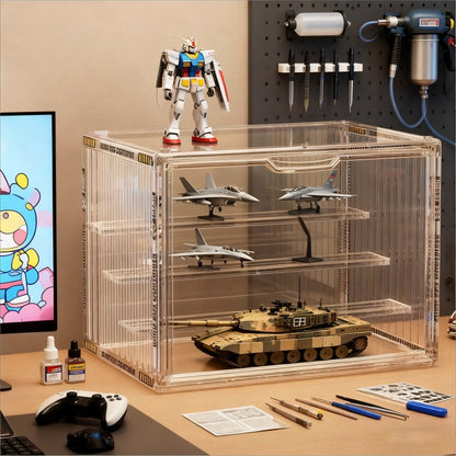Acrylic Blind Box Display Stand with Magnetic Dust Door – Multi-Layer Stackable Storage Case for Collectibles & Handmade Toys
