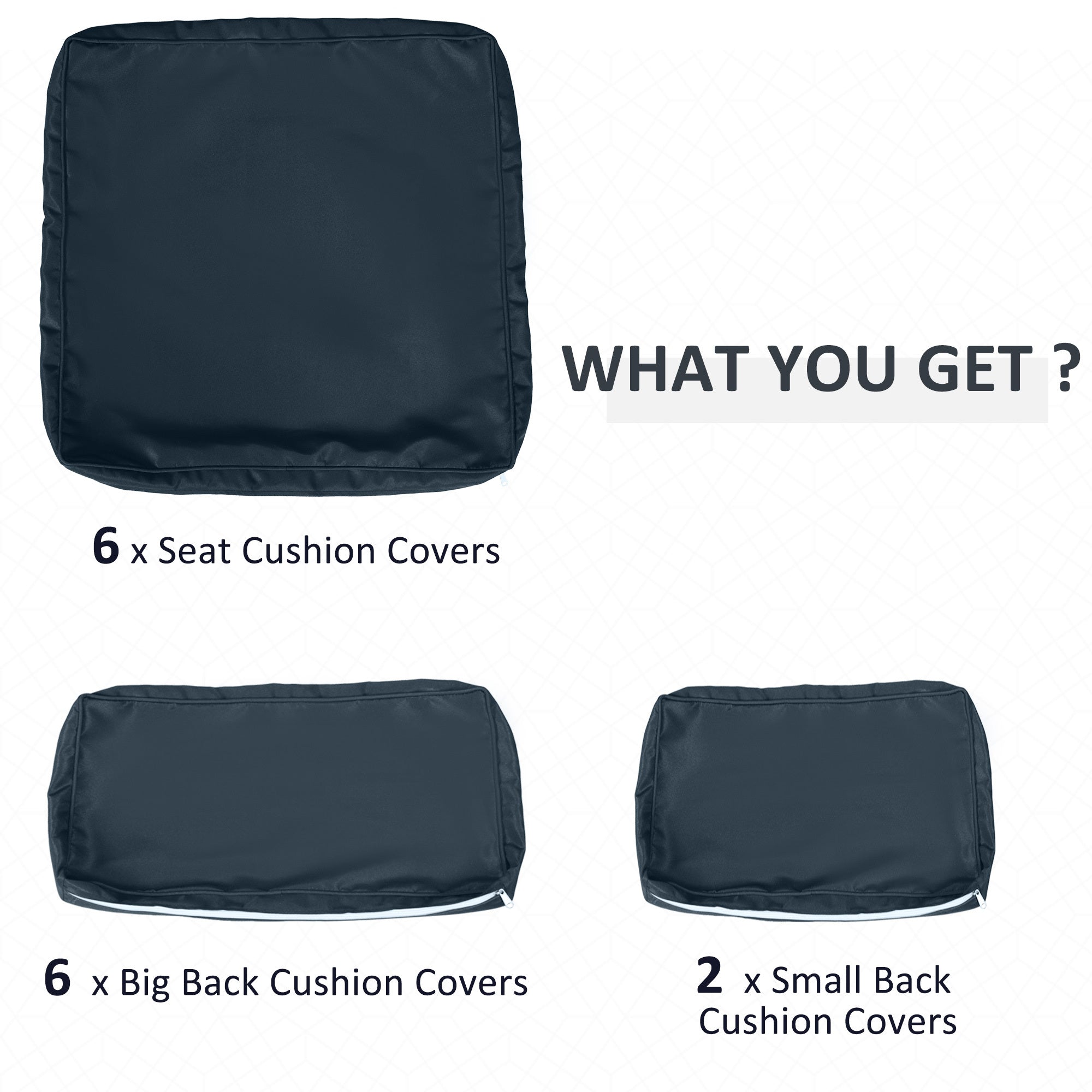 14Pcs Outdoor Cushion Covers, Patio Cushion Covers Replacement for Rattan Sofa Set - No Cushion Included, Navy Blue