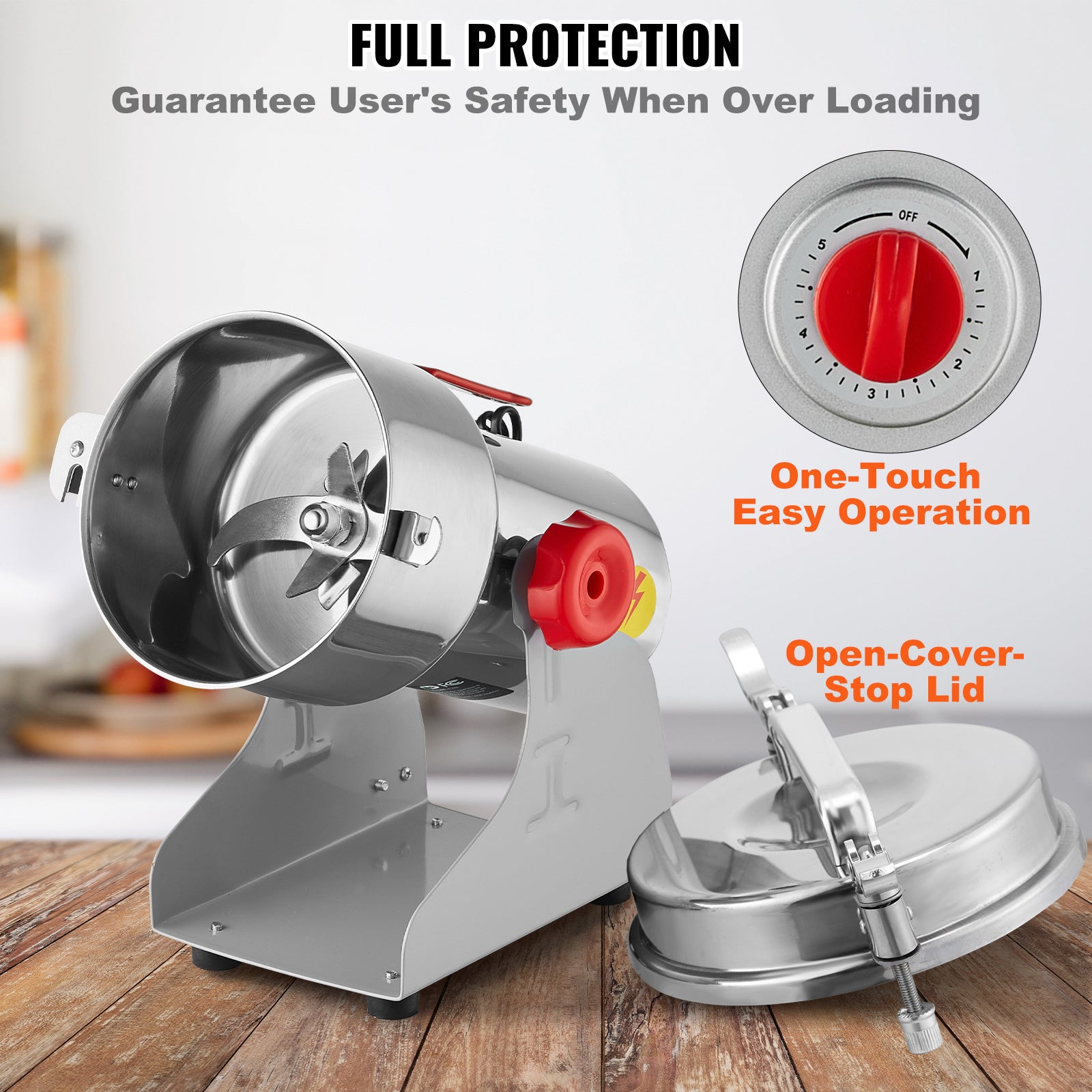 VEVOR 300/750/1000g Commercial Spice Grinder Electric Grain Mill Grinder High Speed Swing type/upright type