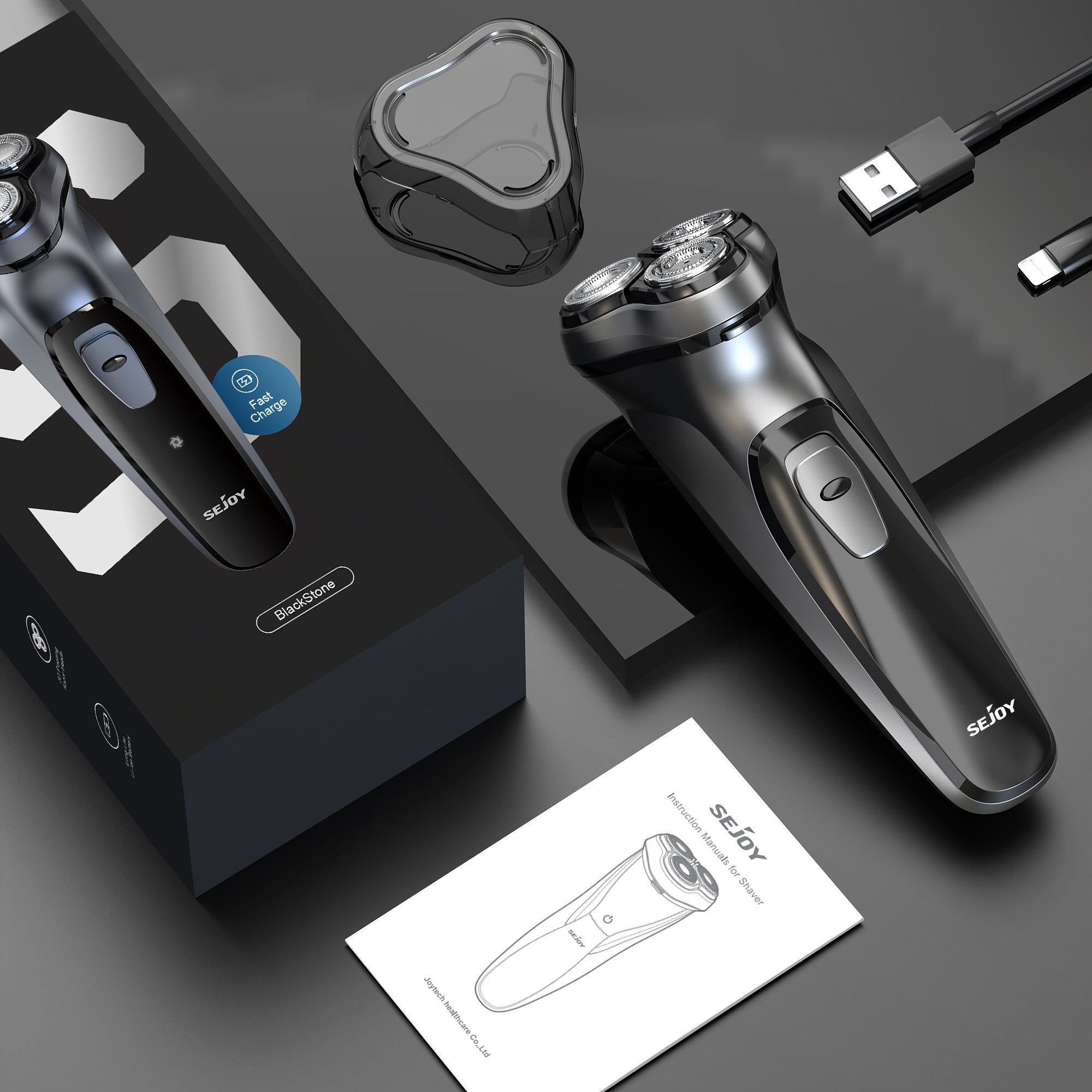 Cordless Electric Rotary Shaver for Men – Wet & Dry Use, Quick USB Charging, Gentle on Skin, Pop-Up Trimmer & Precision Blades – Ideal Gift for Him – ShopVora CA