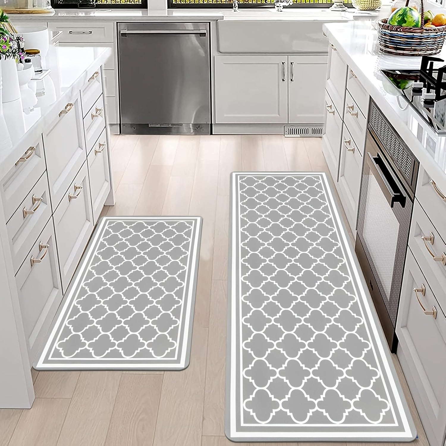 Anti Fatigue kitchen floor mat Sets 2pcs Non-Slip High Quality Kitchen Runner Mat Farmhouse Kitchen Rugs and Mats Comfort Standing Mat Cushioned Kitchen Floor Mats PVC Foam Kitchen Mats