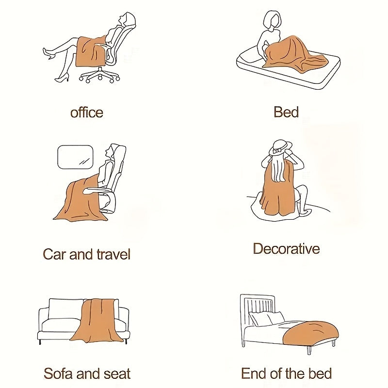 Soft Warm Throw Blanket All-Season Plush Sofa Blanket for Naps Office Camping Pet-Friendly Bedspread Multiple Sizes and Colors