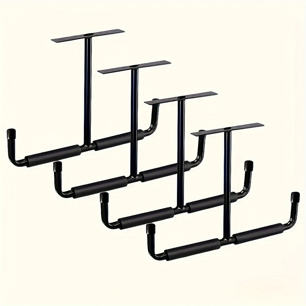 Garage Storage Hooks Wall & Ceiling Mount – Heavy-Duty Metal Hook Racks, 2 or 4-Pack, for Hanging Hoses, Lumber & Tools | Space-Saving Organizer for Garage, Workshop, Garden & Farm