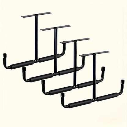 Garage Storage Hooks Wall & Ceiling Mount – Heavy-Duty Metal Hook Racks, 2 or 4-Pack, for Hanging Hoses, Lumber & Tools | Space-Saving Organizer for Garage, Workshop, Garden & Farm