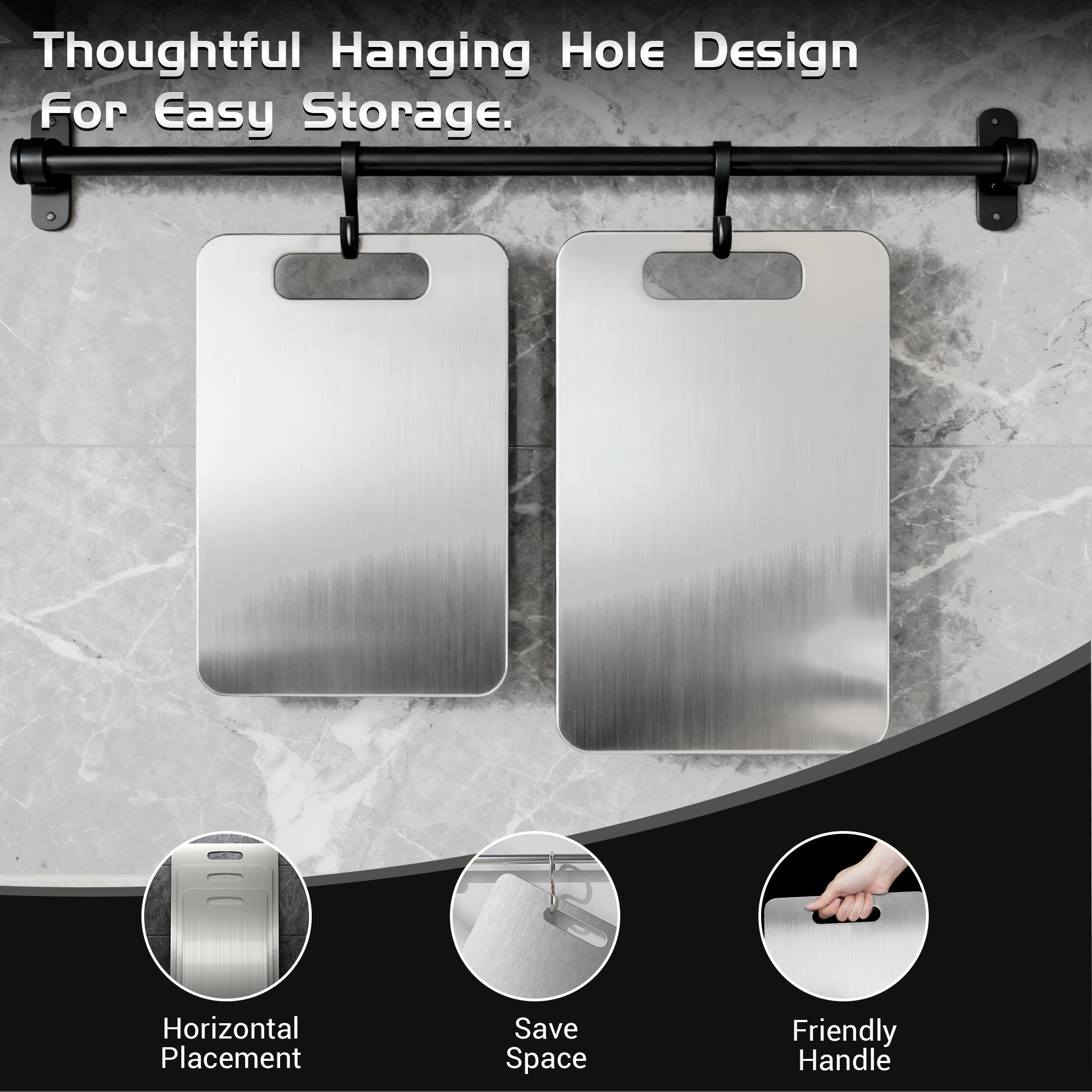 3/4pcs High-Quality Titanium Steel Cutting Board - Dual-Sided Food-Grade Stainless Steel, Smooth Surface for Kitchen & Dining Use, Perfect for Holidays Like Christmas, Halloween, Easter, Thanksgiving, Best for Christmas