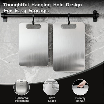 Titanium Steel Cutting Board Set 3/4pcs - Dual-Sided Food-Grade Stainless Steel Kitchen Chopping Board for Meat Vegetables Fruit