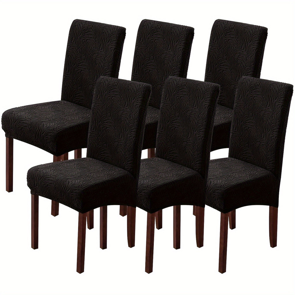 4/6pcs Waterproof Chair Covers for Dining Room, Stretch Jacquard Dining Chair Slipcovers Removable Washable Chair Protector for Kitchen, Hotel, Restaurant