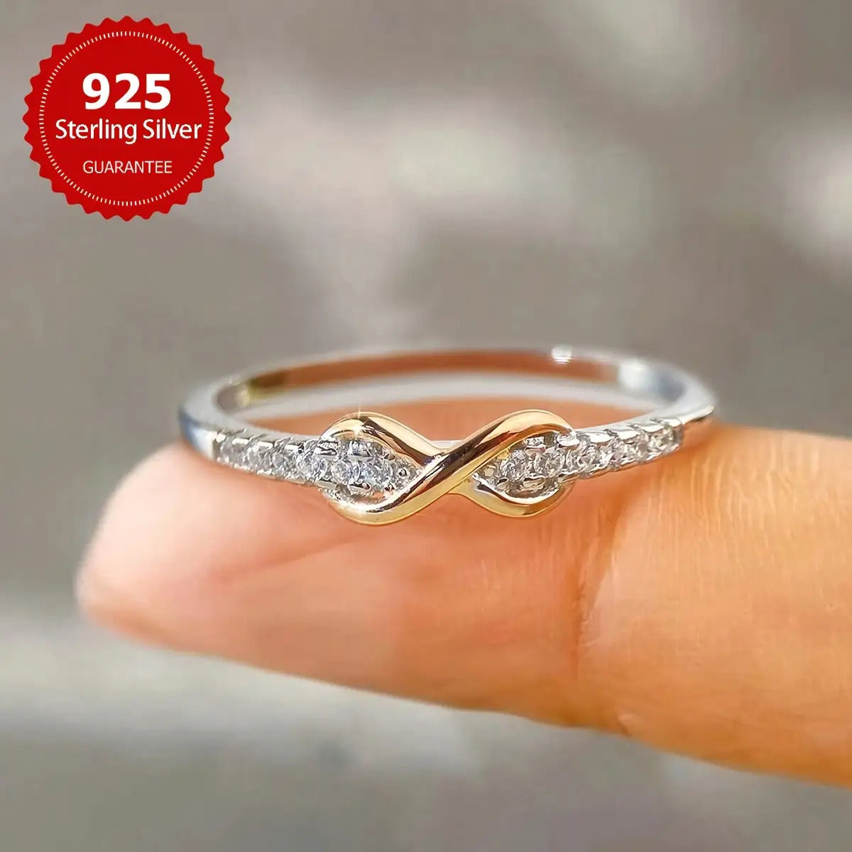 925 Silver Lucky Number 8 Ring for Women - Color Separation Art Design, Pure Silver Stackable Ring for Wedding, Engagement, Party & Anniversary, Exquisite Jewelry Gift