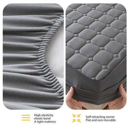 Waterproof Fitted Sheet Mattress Protector – Soft Quilted Breathable Bed Cover, Machine Washable, Fade-Resistant, Twin Full Queen King, Grey White Blue Black