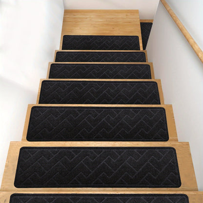 Non-Slip Stair Treads 15-Pack 8"x30" Grey – Peel & Stick Self-Adhesive Washable Polyester Pads for Wooden Steps, Indoor Stair Covers for Home Safety Kids Elderly & Pets, Canada