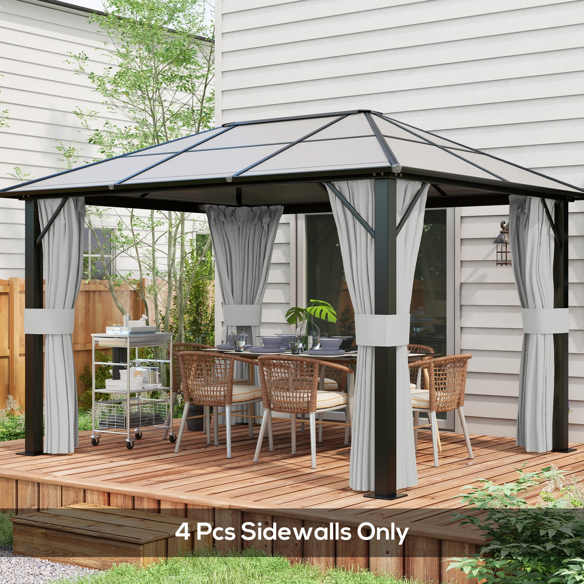 Gazebo Privacy Curtains 4-Panel with Zipper – Replacement Side Panels for 10’x12’ Gazebo or Pergola, Durable Polyester Fabric, Hooks & C-Rings Included, Wind & Sun Protection – Brown
