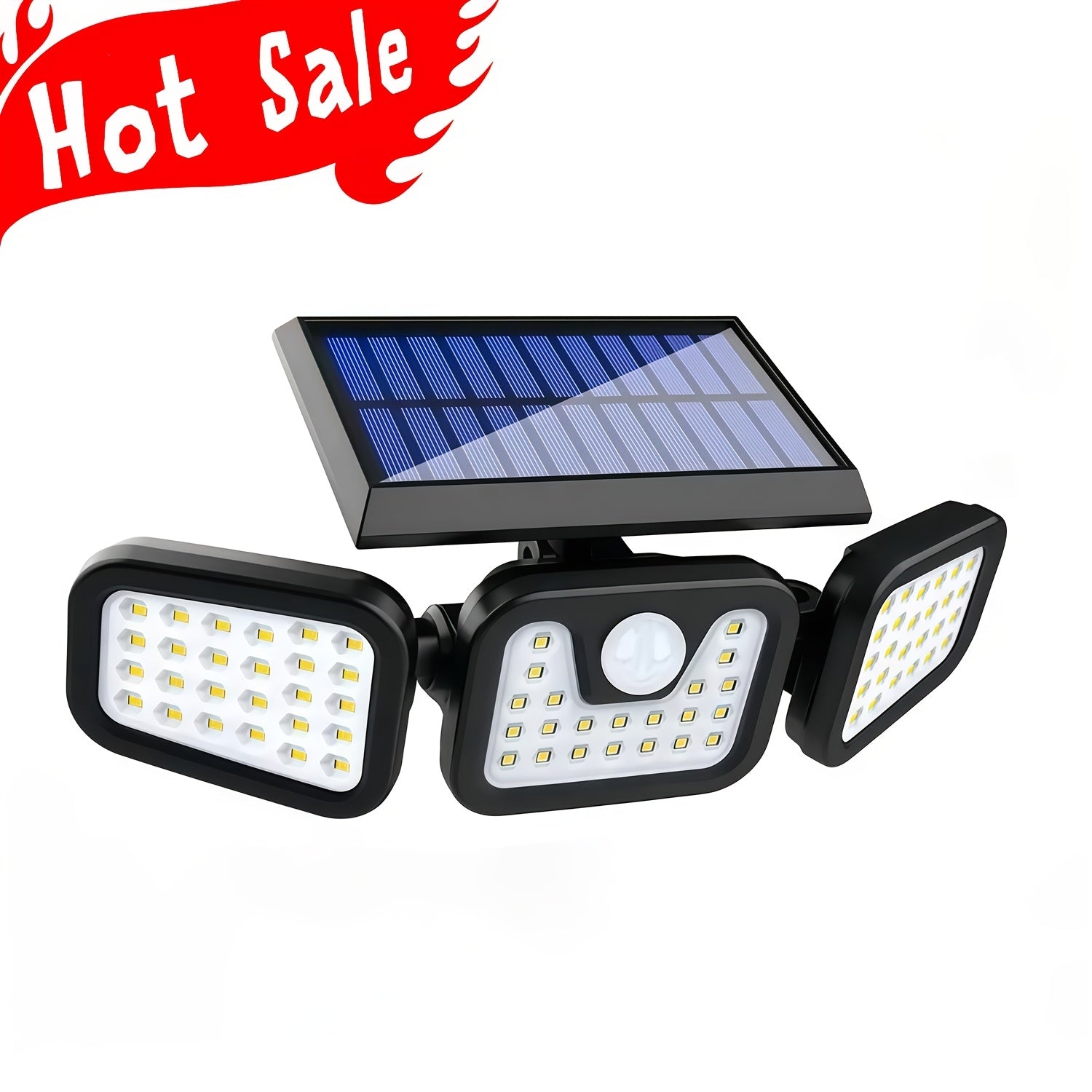 (1/2 Pack) Solar Outdoor Three-Head Sensor Wall Light, Solar Fence Light, [74 Leds/3 Modes] 270° Wide-Angle Lighting, IP65 Outdoor Light, Suitable for Garden, Courtyard, Street, Garage, Terrace And Porch Lighting