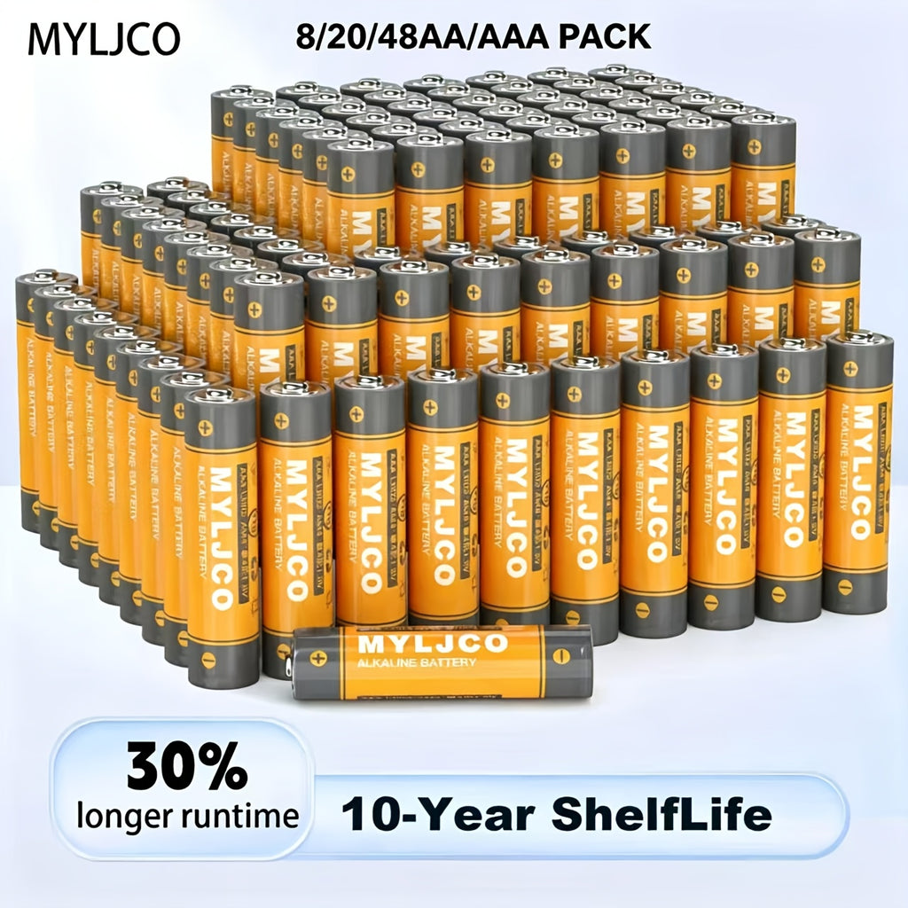 48/20/8 Packs Double AA/ Triple AAA Alkaline Batteries, 1.5V, Stable Output & Long-Lasting, Multi-purpose for Home & Commercial Use, Remote Controls, Toys, Christmas & New Year And Easter Decorations. Reliable, Trustworthy, High-quality