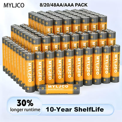AA & AAA Alkaline Batteries Bulk Pack 8 / 20 / 48 Count – 1.5V Long-Lasting Stable Output for Remote Controls, Toys, Clocks, Flashlights & Holiday Decor, Home & Office Canada